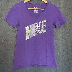 Women's Nike Tee Purple Patterned T-Shirt Size S